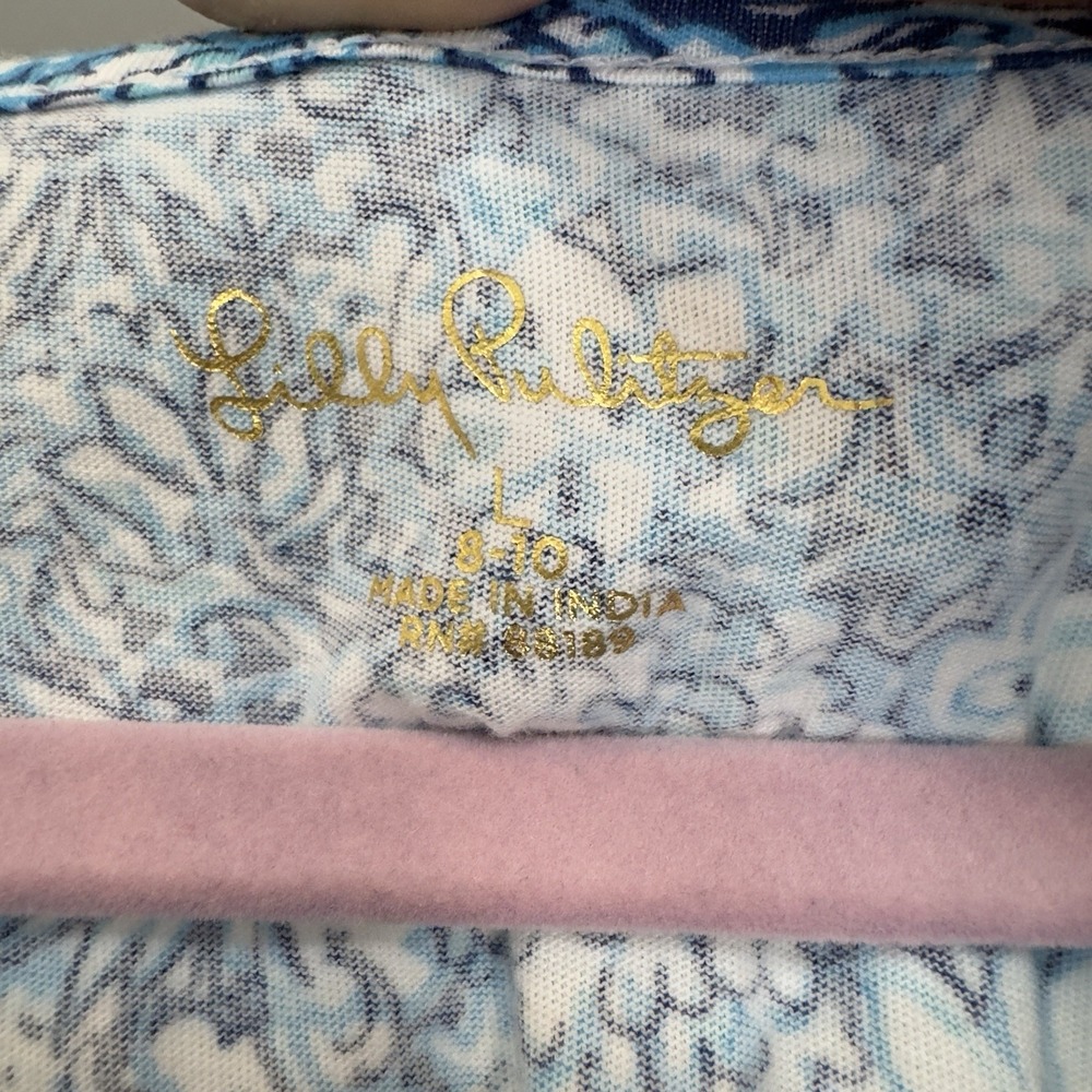 Lilly Pulitzer Girls Mini Belden Dress Size L Cumulus Blue Blooming Together - Picture 4 of 8